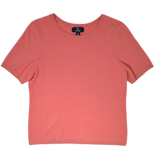 Cashmere Short Sleeve Sweater 
By Lands End In Peach, Size: M For Sale