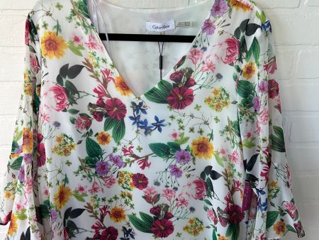 Top 3 4 Sleeve By Calvin Klein In Floral Print, Size: L Online Hot Sale