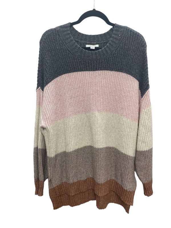 Sweater By American Eagle In Grey & Pink, Size: M Fashion