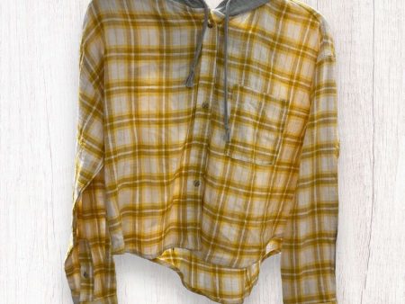 Top Long Sleeve By Ultra Flirt In Plaid Pattern, Size: L on Sale