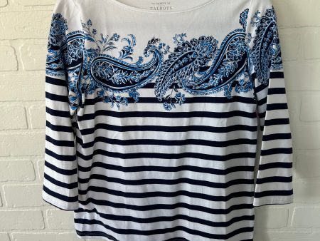 Top 3 4 Sleeve By Talbots In Blue & White, Size: M Sale